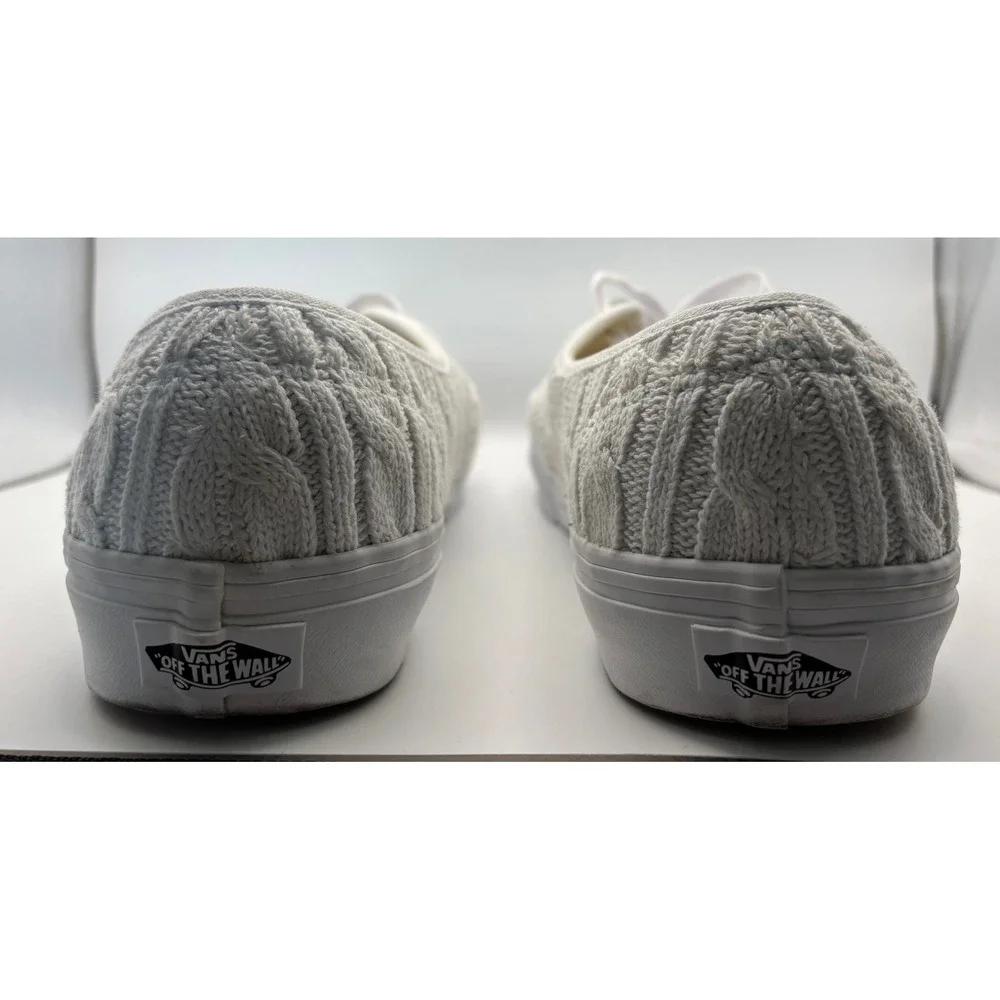 Vans Authentic Sneakers Mens 9.5/ Womens 11 White Cable Knit Quilted Low Top